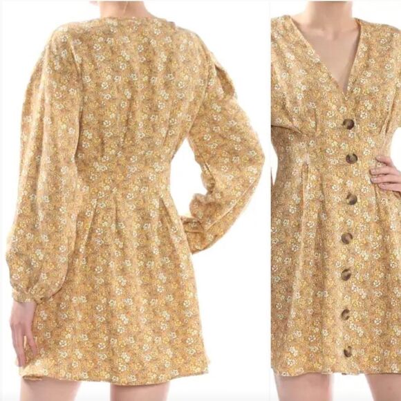 Free People Linen Blend Floral Dress Sz8 - Picture 8 of 8